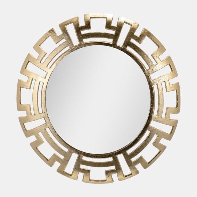 24" Metal Tribal Round Mirror in Gold - HER Home Design Boutique